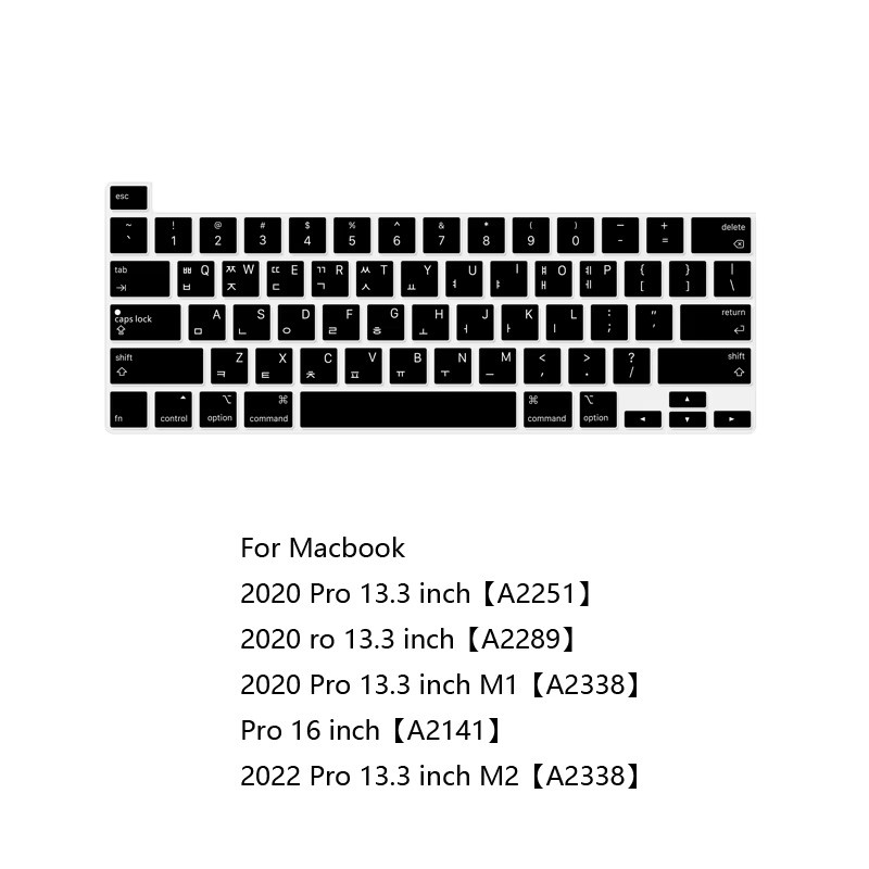 Silikon Tastaturschutz für Apple MacBook Air und Pro M1/M2/M3/M4 in Schwarz mit koreanischer Beschriftung für US-Layout - Bild 4