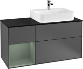 V&B Waschtischunterschrank Finion mit Abdeckplatte und Regalfach links, Anthrazit matt, Breite: 120 cm - Bild 1