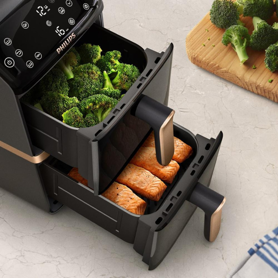 Philips Airfryer Dual Stacked 4000 Series Heißluftfritteuse NA462/70 Schwarz - Bild 6