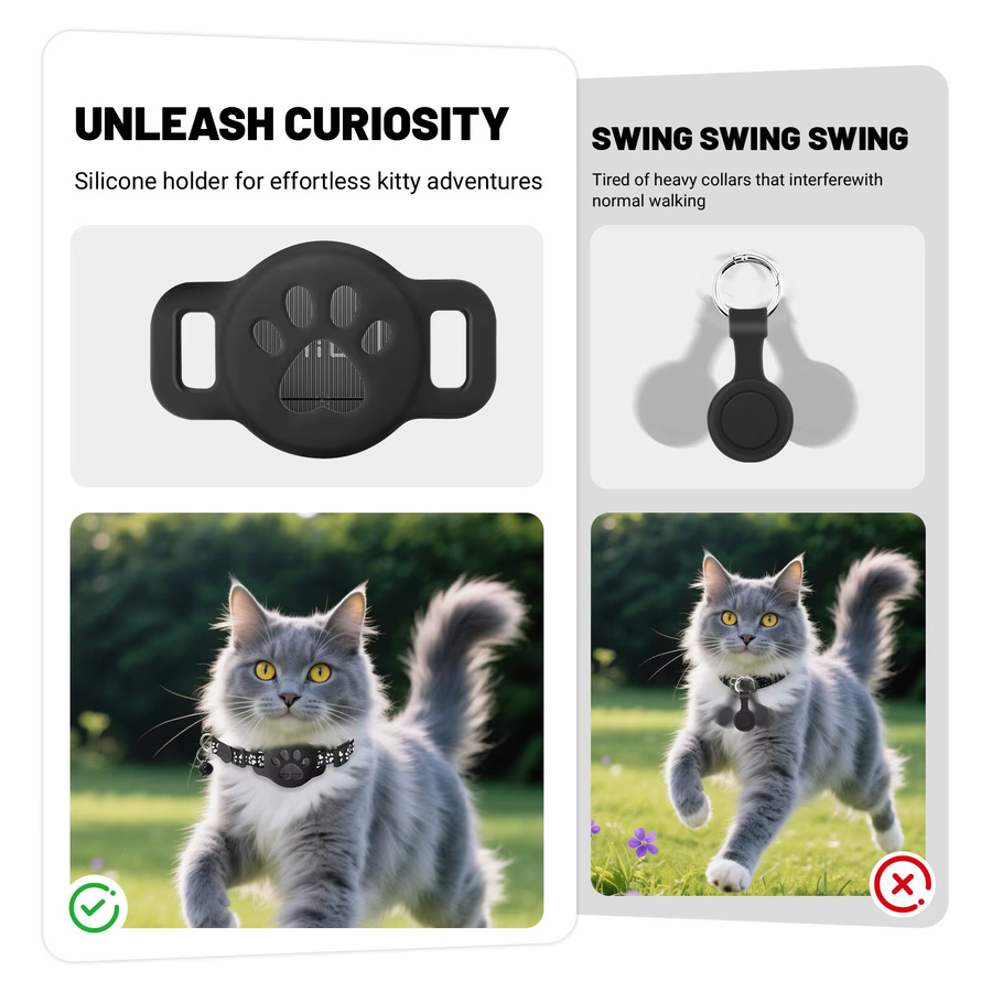 MiLi Android Tracker Tag für Katzen mit Halsband in Schwarz, kompatibel mit der Google Find My Device App - Bild 3