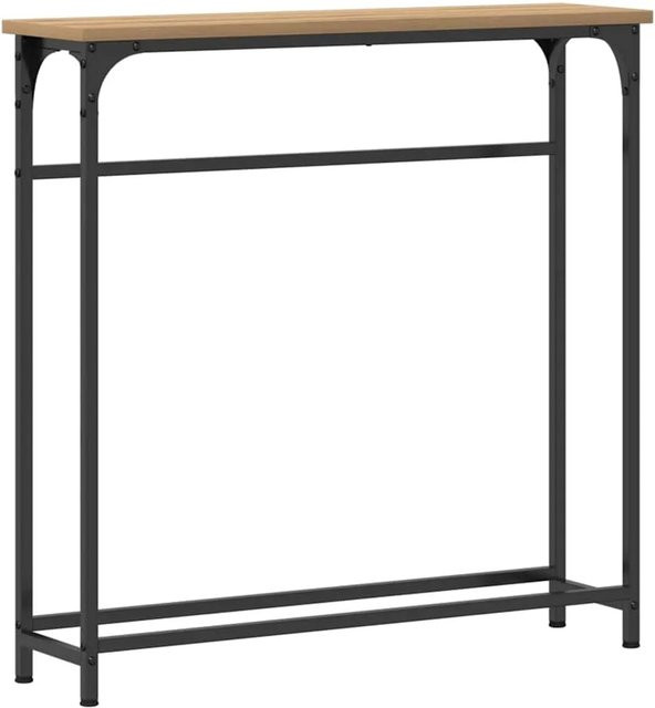 vidaXL Konsolentisch mit Regal in Eiche und braun, industrieller Design-Stil aus Schichtholz und Metall, B/T/H: 75 x 19,5 x 75 cm - Bild 1