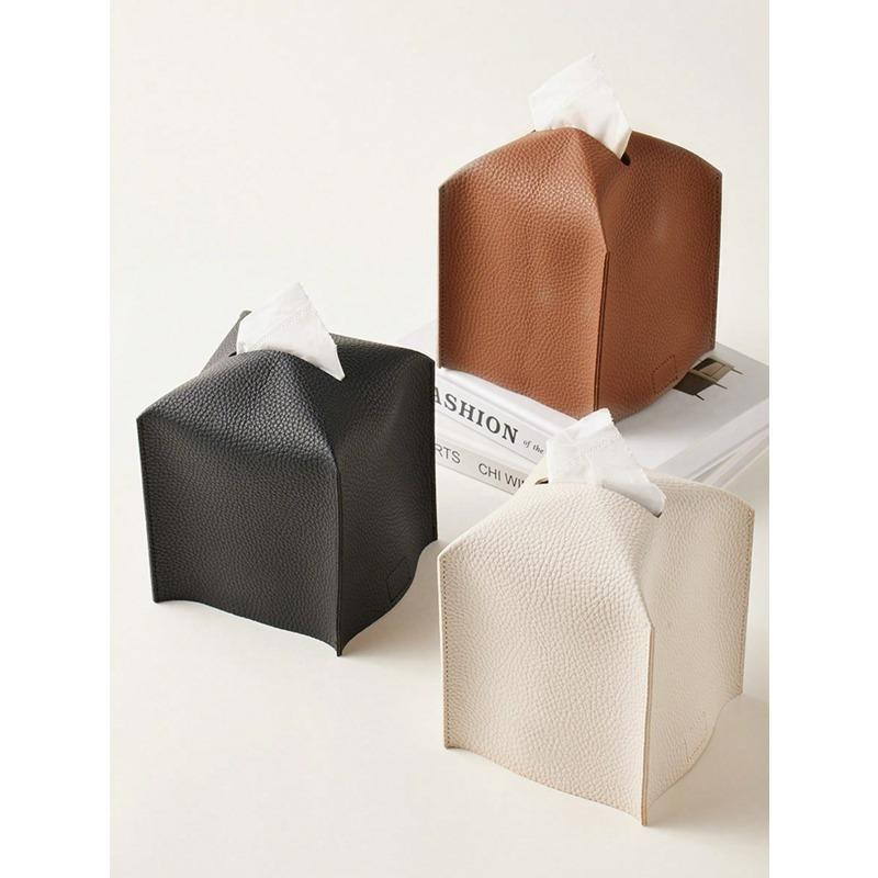 Ambiel Charm Quadratische Taschentuchbox aus PU-Leder in Schwarz und Bunt, minimalistischer Serviettenhalter für Tisch und Küche - Bild 2