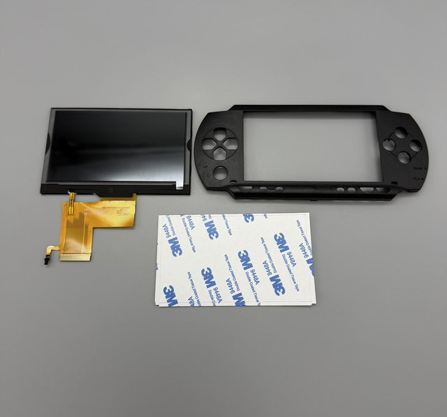 PSP1000 Ersatz-Display mit vollständig laminiertem IPS-LCD und maßgeschneiderter Oberabdeckung in Schwarz - Bild 1