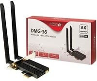 Inter-Tech DMG-36 WLAN-Adapter mit WiFi 6 und Bluetooth, PCIe, Dual-Band, Schwarz - Bild 1