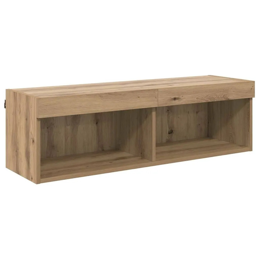 vidaXL TV-Wandschrank Panama in Artisan-Eiche, modern mit integrierter Beleuchtung und Regalen, Farbe Braun, B/T/H: 100 x 30 x 30 cm - Bild 2