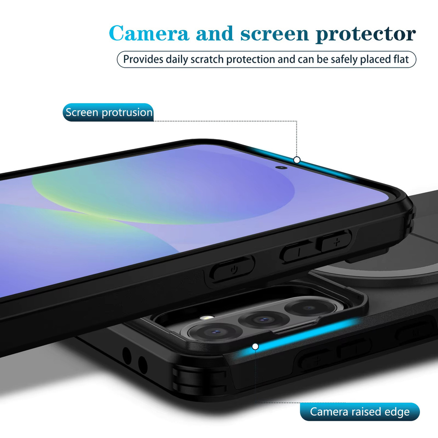 Schiebe-Kameralinsen-Schutz-Cover für Samsung Galaxy A15 A25 A35 A55 A16 A17 A26 A36 A37 A56 A57 in Schwarz und Rot mit kabelloser Ladefunktion - Bild 2