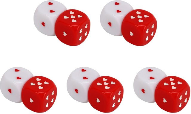 Fishine Spielwürfel, Rot Weiß Herz, Kunststoff, 5 Paar Set - Bild 1
