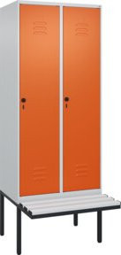 C+P Spind Classic PLUS Garderobenspind mit Sitzbank, 2 Abteile, Lichtgrau, B/T/H: 212 x 80 x 81,5 cm - Bild 1