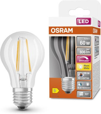 Osram LED Superstar+ Filament Lampe E27, 5,8W, Warmweiß, Dimmbar, CRI90 - Bild 1