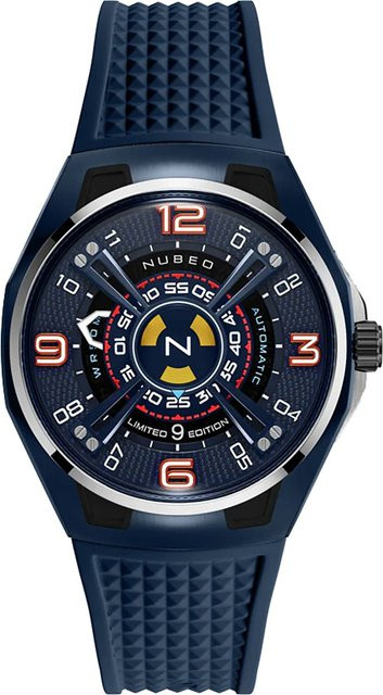 Nubeo Herrenuhr Automatik, Edelstahl, Tonneau, 44 mm, Blau, Silikon - Bild 1