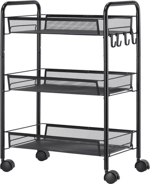 Aosom HOMCOM 3-stufiger Rollwagen für Küche und Bad mit Körben, Schwarz, B/T/H: 45 x 26,5 x 63 cm - Bild 1