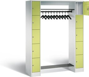 C+P Offene Garderobe Serie 8070 mit Garderobenstange und Zylinderschloss, Front Viridingrün, Korpus Lichtgrau, H: 195,0 cm, B: 143,0 cm, T: 48,0 cm - Bild 1