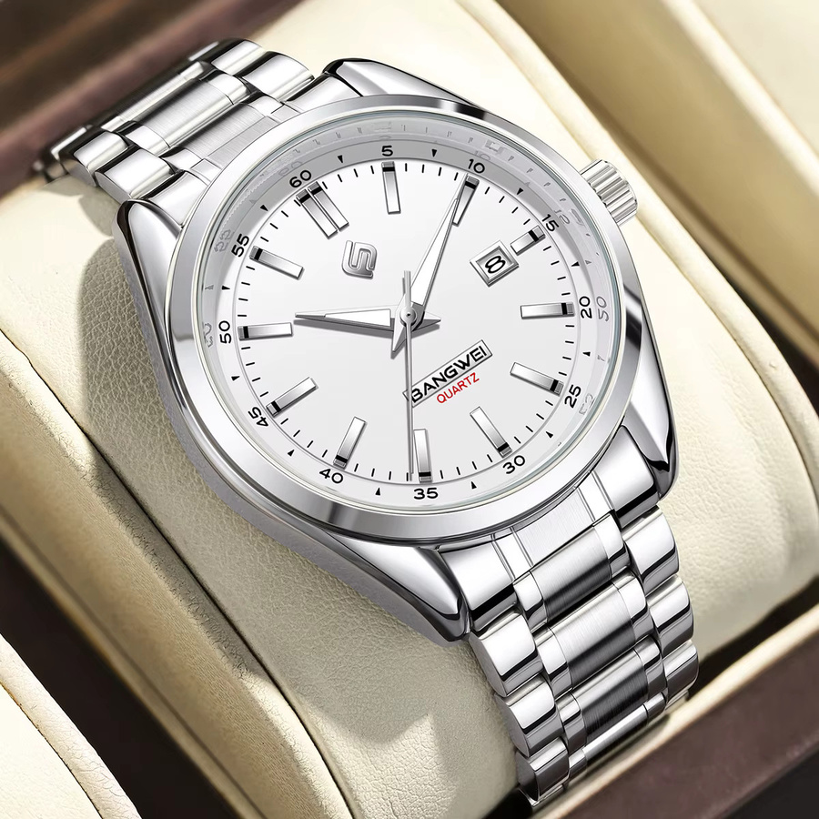 BANGWEI Armbanduhr, Quarz, Edelstahl, Silber, Herren - Bild 2
