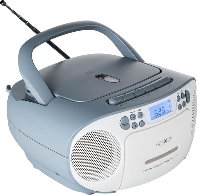 Reflexion RCR2260 Tragbarer CD-Player mit Radio UKW, Kassette und AUX in Blau-Weiß - Bild 1