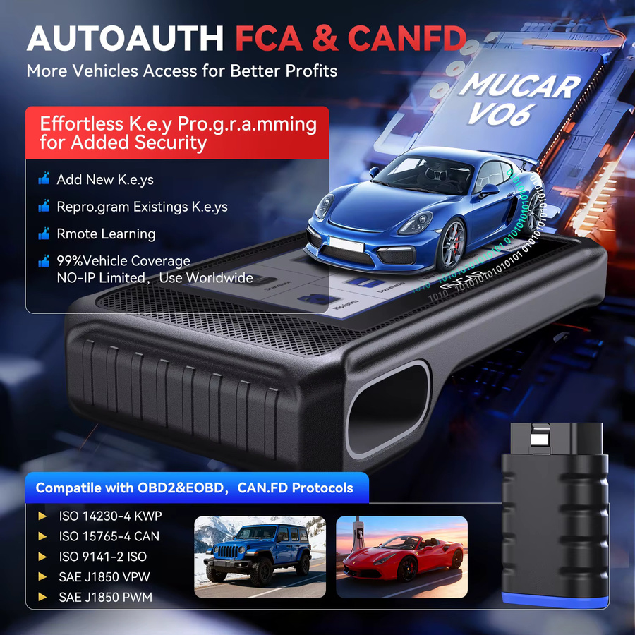 MUCAR VO6 OBD2-Scanner Auto-Diagnosegerät mit 28 Reset-Funktionen und Vollsystem-Diagnose in Schwarz - Bild 4