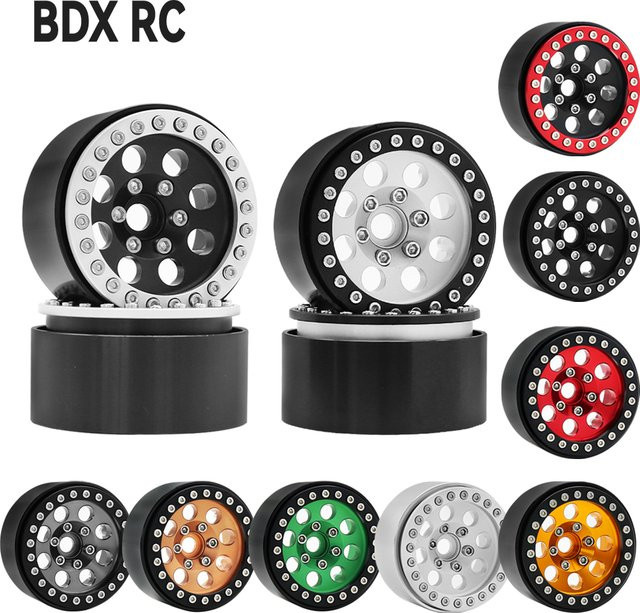 1/10 RC Crawler Auto, Metall Beadlock 8 Rundloch Radnabe Felge, Orange - Bild 1