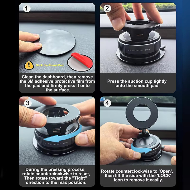 HAPPORIA Magnetischer Autotelefon-Halter mit mechanischem Vakuum-Saugnapf und 360 Grad Drehung in Schwarz - Bild 6