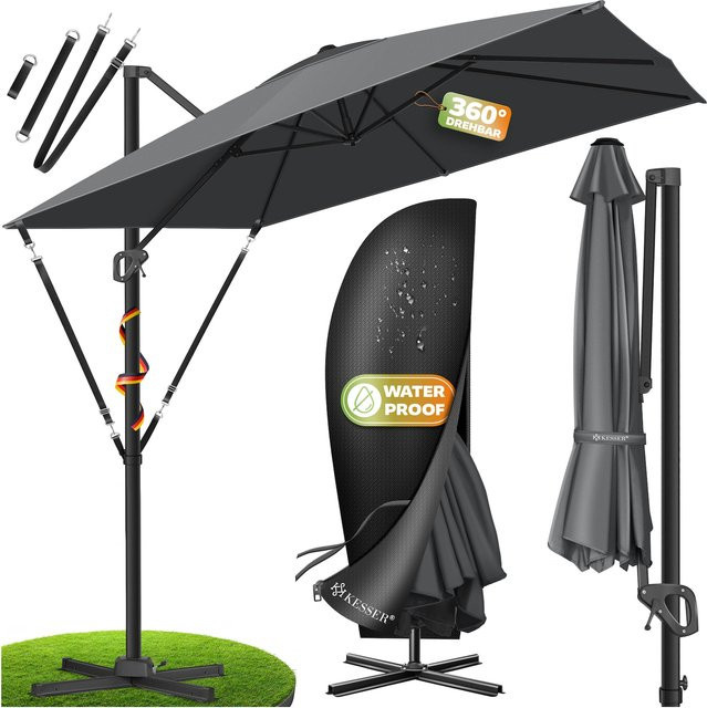 KESSER Ampelschirm SUN XL mit UV50+ Sonnenschutz, drehbar und neigbar, B/T: 300 x 300 cm - Bild 1