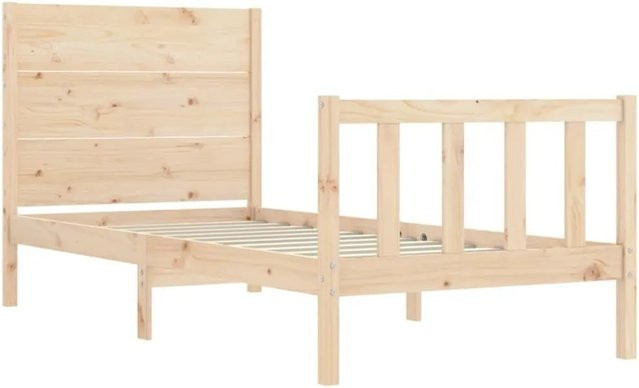 vidaXL Massivholzbett aus Kiefernholz in rustikalem Design, unbehandelt, B/T/H: 90 x 200 cm - Bild 1