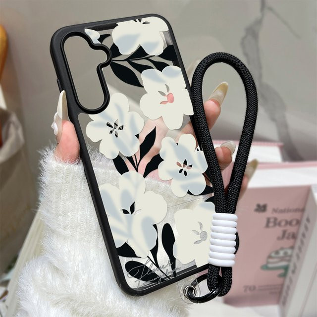 Transparente Blumen-Handyhülle mit Lanyard für Samsung Galaxy S25 S26 Ultra S24 FE S23 A56 5G A16 A55 A54 A36 A26 A17 A07 A35 - Bild 1