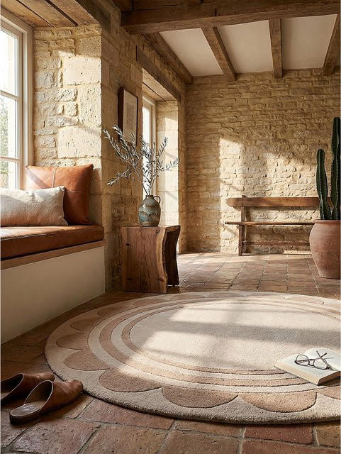 Wollteppich rund Kadima Design von WENSUM in Beige, Durchmesser: 120 cm - Bild 1
