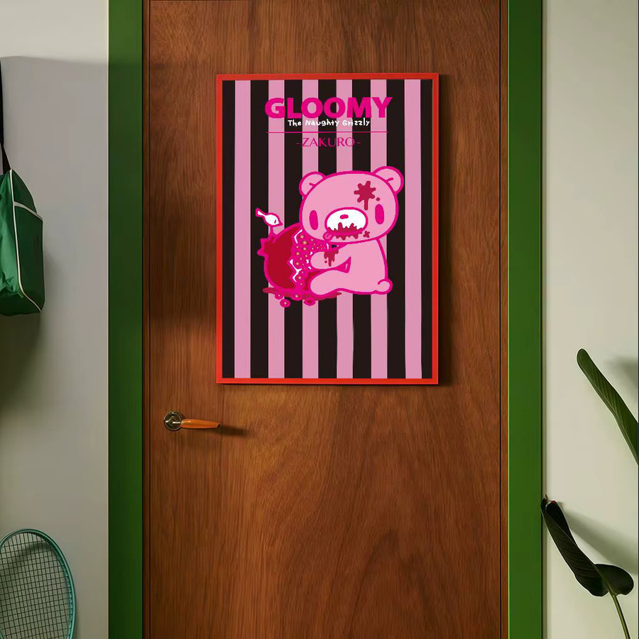 Vintage-Poster C-Cartoon G-Gloomy Bear Wandaufkleber in Weiß und Pink - Bild 4