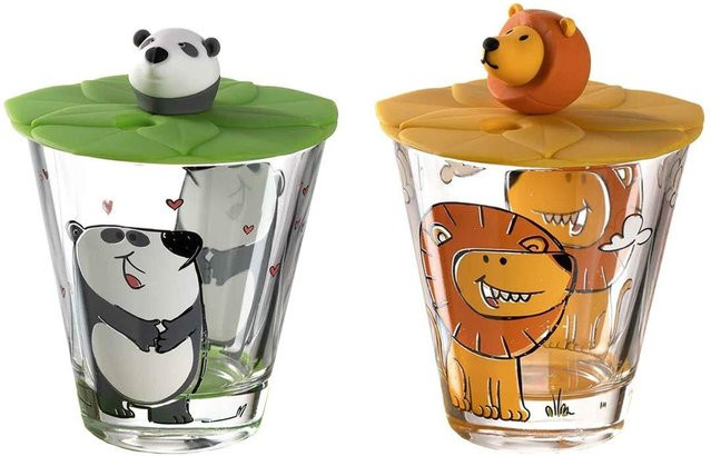 Leonardo Kinderbecher Bambini mit Deckel, 2er Set, Multicolor, 215 ml pro Becher - Bild 1