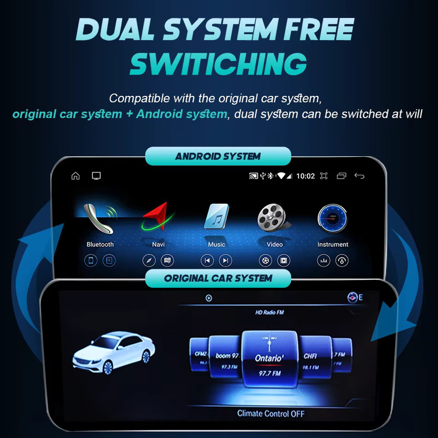 FAZY Android 14 Autoradio mit Touchscreen und Carplay für Mercedes C GLC V W205 X253 W447 NTG 5.5 6.0 Modelle 2019-2023 in Schwarz - Bild 2