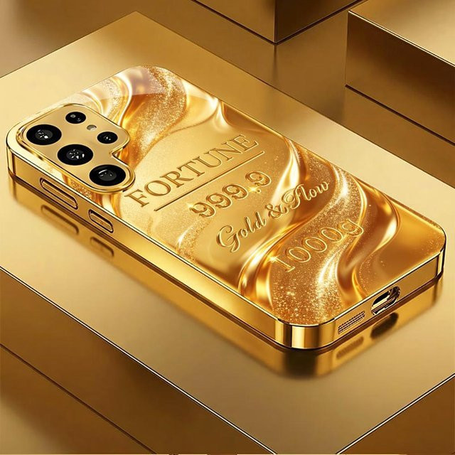 Samsung Handyhülle mit Goldbarren-Muster für Galaxy S26 Ultra, S25 Ultra, S24 Ultra, S23 Ultra, S22 Ultra und Plus Modelle in Gold - Bild 1