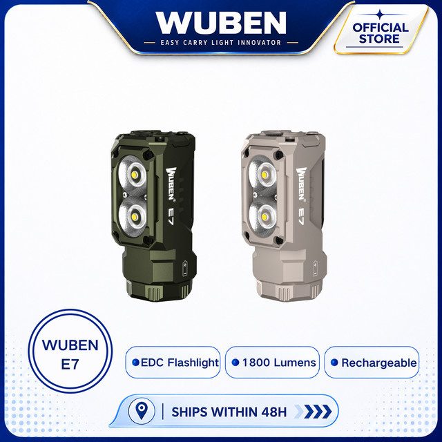 WUBEN E7 Mini-Taschenlampe mit 1800 Lumen, wiederaufladbare EDC-Taschenlampe mit Magnet und Typ-C, Farbe: Armeegrün - Bild 1