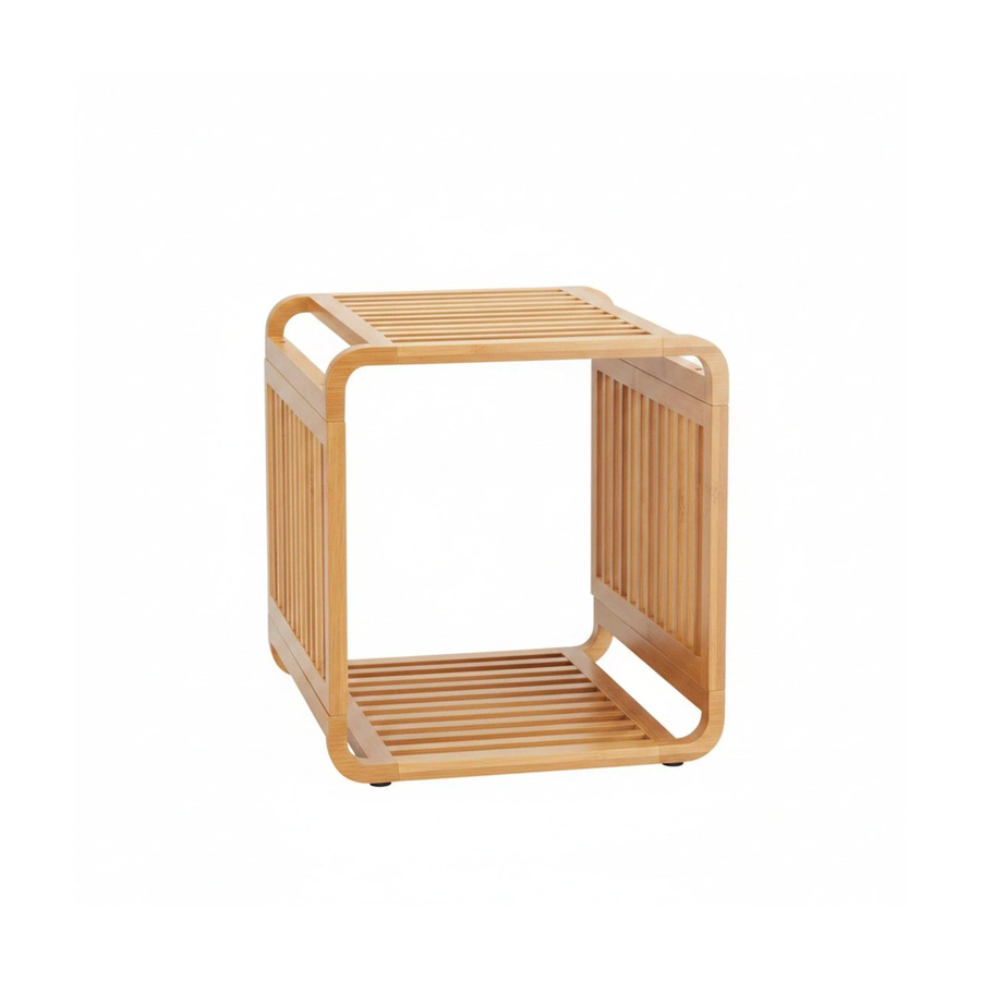 Relaxdays Bambus Regal Natur mit 2 Ablagen, B/T/H: 33 x 33 x 33 cm - Bild 2