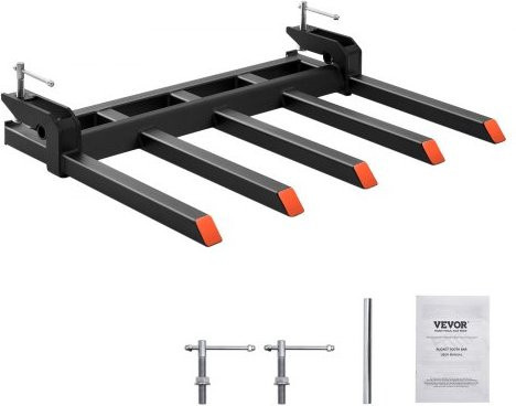 VEVOR Palettengabel-Aufsatz für 48 Zoll Schaufel mit Klemmvorrichtung, Tragkraft 1200 kg, Schwarz-Orange - Bild 1