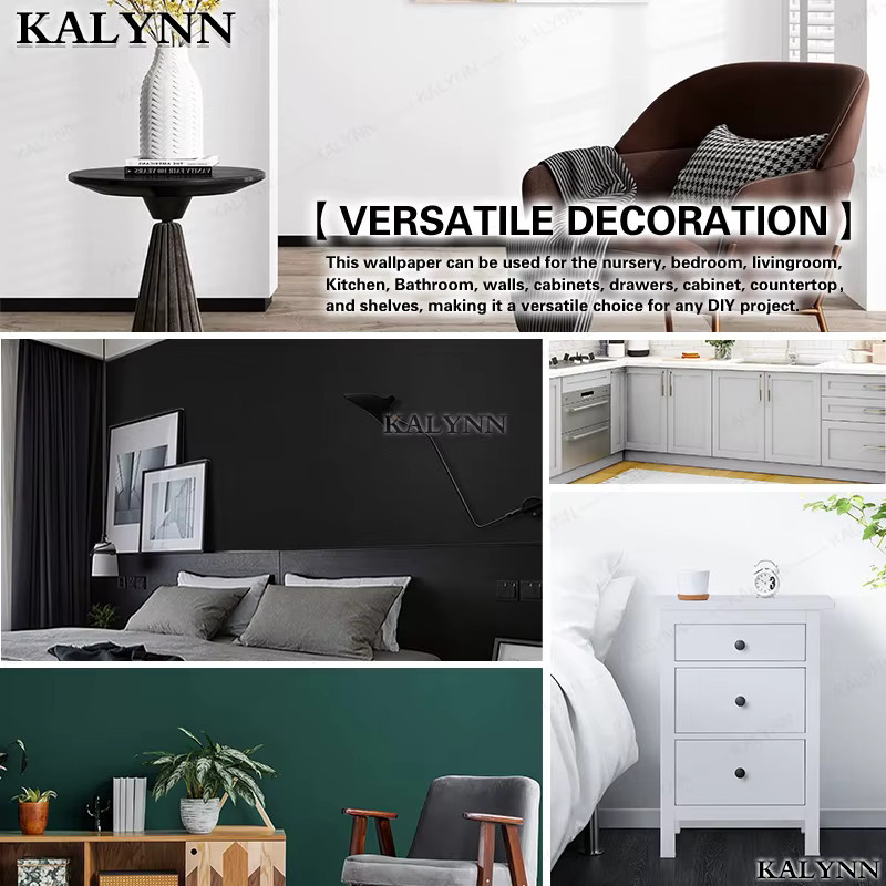 KALYNN Selbstklebende Tapete in Weiß, Wasserfeste Matte Vinyl-Kontaktfolie für Wand und Möbel - Bild 3