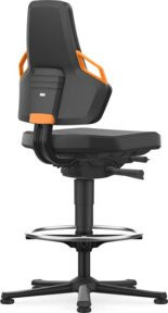 Bimos Arbeitsdrehstuhl Nexxit mit Skintec Sitz mit Fußring in Orange und Schwarz - Bild 1