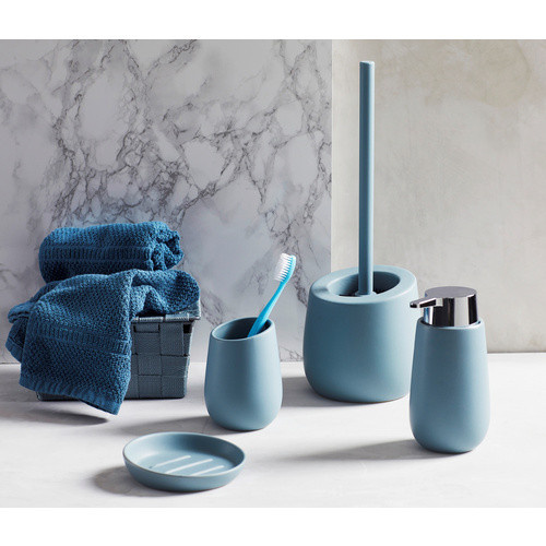 Wenko WC-Garnitur Badi aus Keramik in Blau/Blaugrau, B/T/H: 13,5 x 38 x 13,5 cm - Bild 2