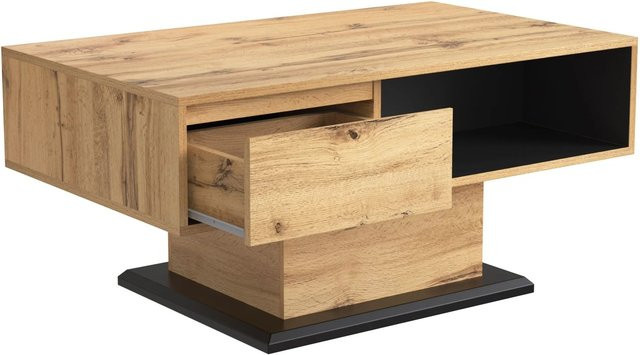 Couchtisch PXloue Modern in Anthrazit und Braun mit Holzmaserung, B/T/H: 100 x 60 x 47 cm - Bild 1