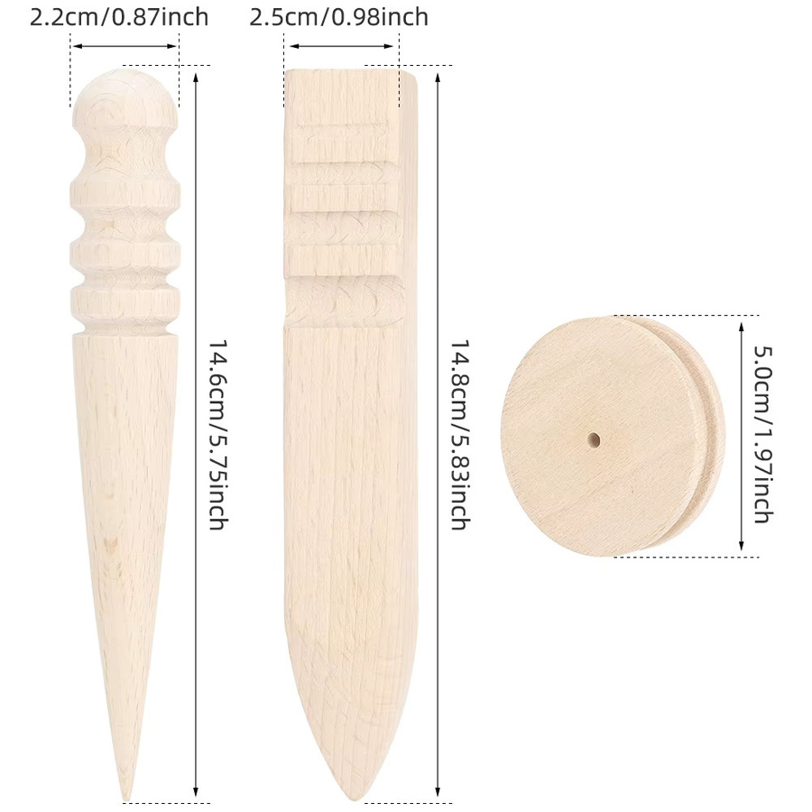 QJH 3-teiliges Holz-Leder-Kantenpolierer-Set aus Holz für Lederarbeiten - Bild 5