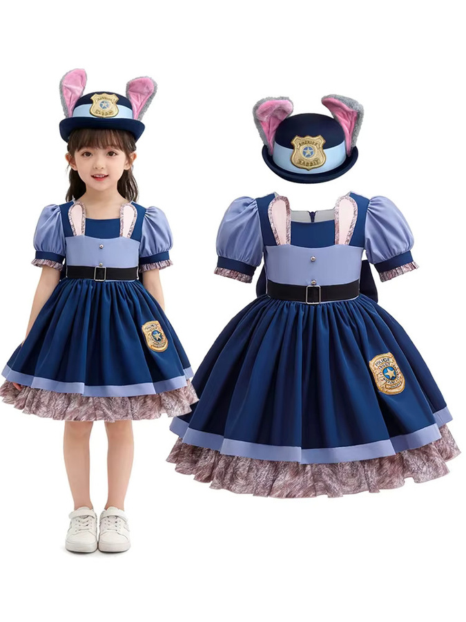 Paw Patrol Zoo Rabbit Judy Cosplay Kostüm, Mädchen, Polizist Hase Kleid mit Gürtel - Bild 6
