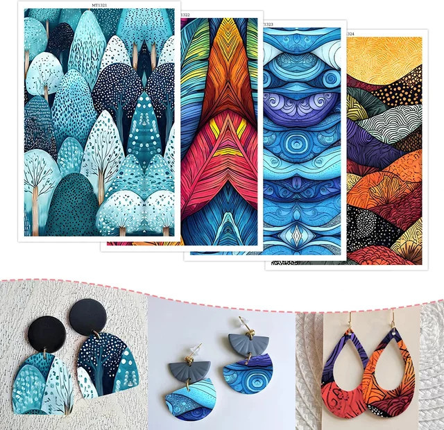 Wasserlösliches Polymer-Ton-Transferpapier in Multicolour für deine DIY Schmuckherstellung und kreative Ohrringe - Bild 1