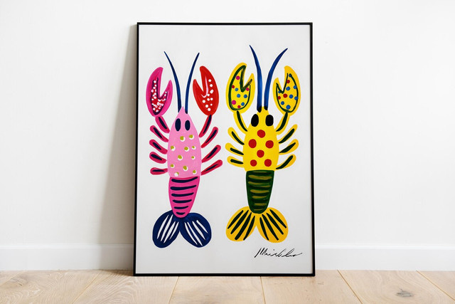 Ramed Hummer Wandkunstdruck als maritimes Tierposter in Mehrfarbig - Bild 1