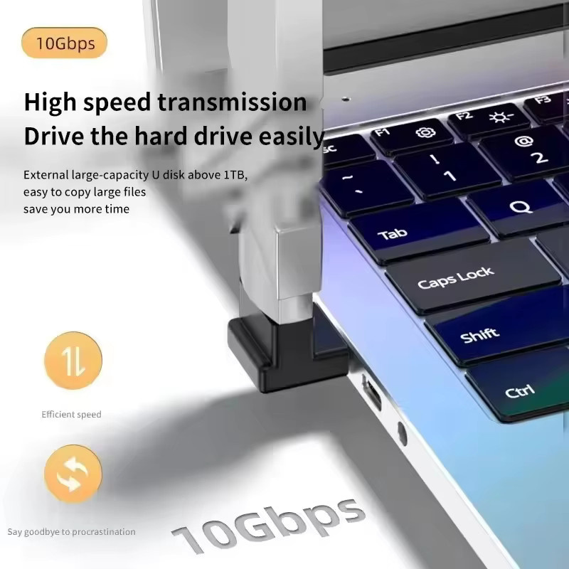 NNBILI USB 3.0 Winkeladapter 90 Grad Stecker auf Buchse, 10 Gbit/s Verlängerungsadapter für Laptop und PC, Schwarz - Bild 4