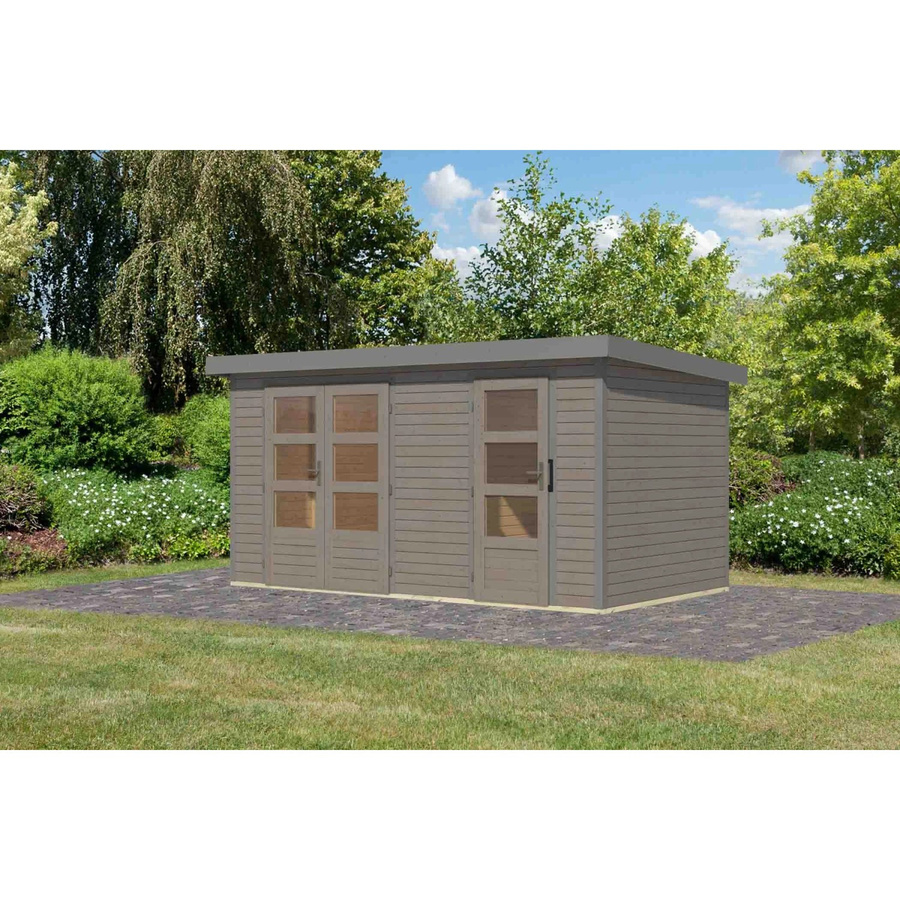 Karibu Gartenhaus Alfredo D in Wassergrau/Graualuminium, B/T/H: 400 x 209 x 213 cm - Bild 2