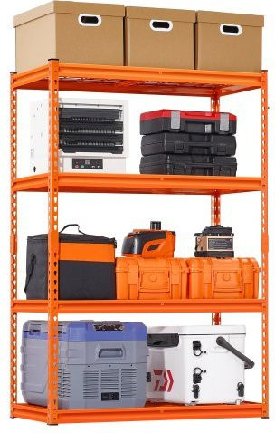 VEVOR Schwerlastregal 4-stufig, verstellbares Lagerregal für Garage und Keller, Orange, B: 101,6 cm, T: 50,8 cm, H: 152,4 cm - Bild 1
