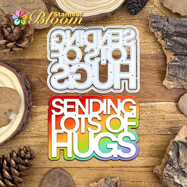Original Lovely Layers Metall-Stanzform SENDING LOTS OF HUGS in Silber für Scrapbooking und dekorative Prägung - Bild 1