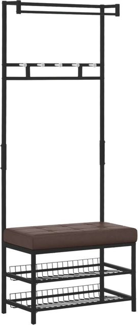 HOMCOM Garderobenständer mit Sitzbank und Schuhregal aus Metall in Schwarz und Braun, B/T/H: 72,5 x 35 x 180 cm - Bild 1