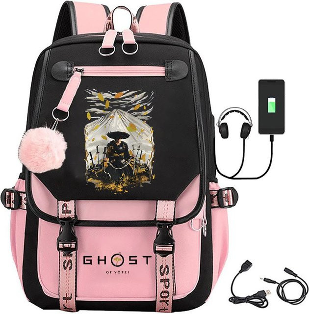 3-teiliges Schulrucksack-Set in Schwarz aus Oxford-Stoff mit Schultasche, Schultergurt und Federmäppchen - Bild 1