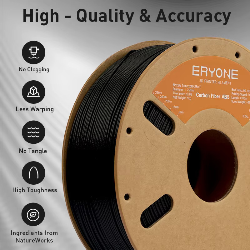 Eryone ABS-CF Filament für FDM 3D-Druck, Schwarz, 1,75 mm, 5 kg - Bild 5
