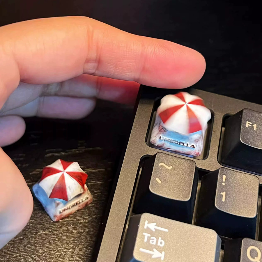 DIXSG Resident Evil Biohazard Handgefertigte 1U Regenschirm-Tastenkappe für mechanische Tastaturen in Rot - Bild 3