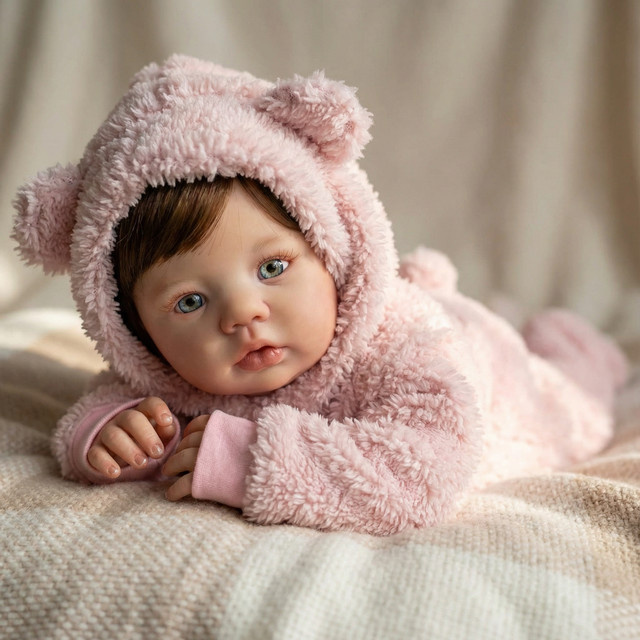 NPK Abigail 19-Zoll-Neugeborenenpuppe, Plüsch / Textil, Rosa / Pink - Bild 1