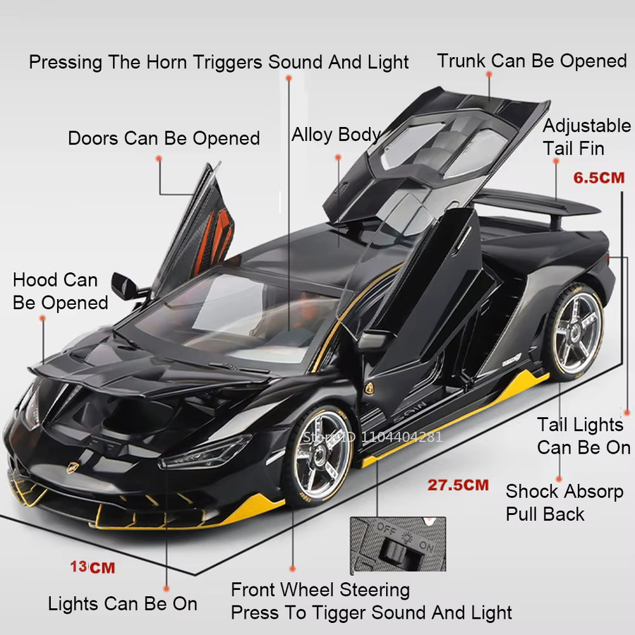 MAKEDA Lambor LP770 Pagani Huayra, Spielzeug Modelle, 1:18, mit Licht und Sound - Bild 3